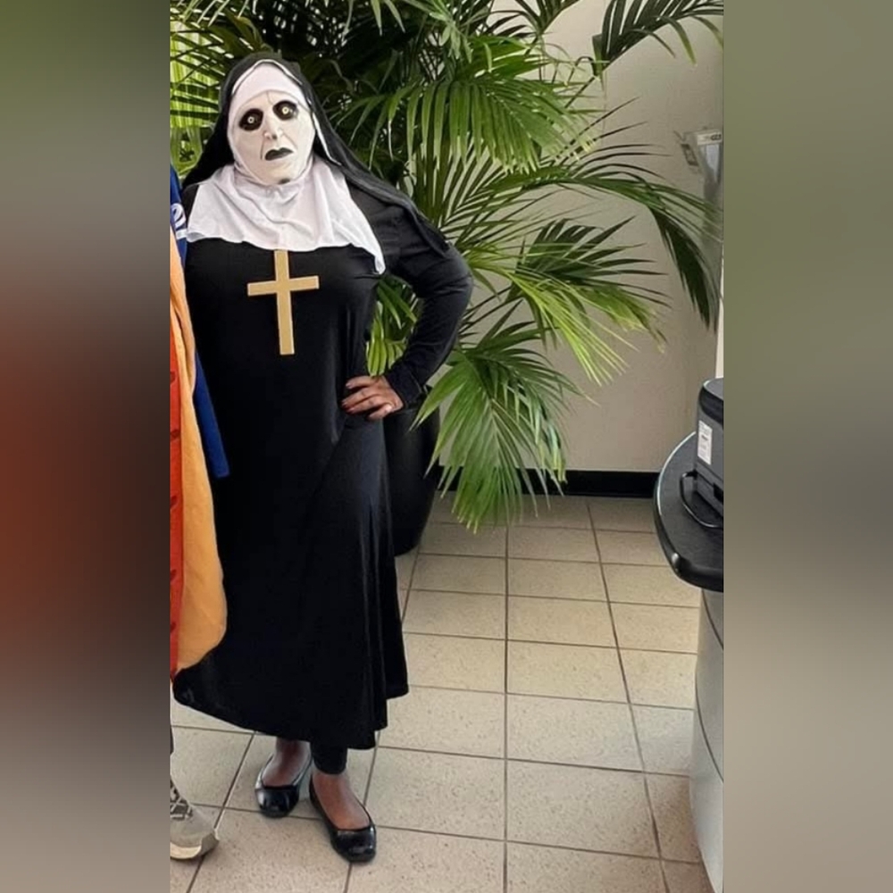 Black Nun Costume with Gold Cross
